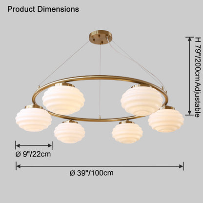 WOMO Fluted Glass Globe Round Chandelier-WM2767