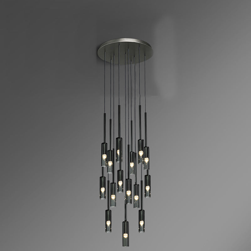 WOMO Cylinder Smoked Glass Chandelier-WM2771