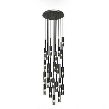 WOMO Cylinder Smoked Glass Chandelier-WM2771