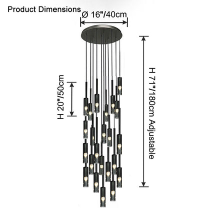 WOMO Cylinder Smoked Glass Chandelier-WM2771