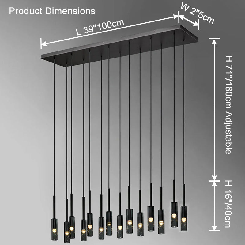 WOMO Cylinder Smoked Glass Kitchen Chandelier-WM2772