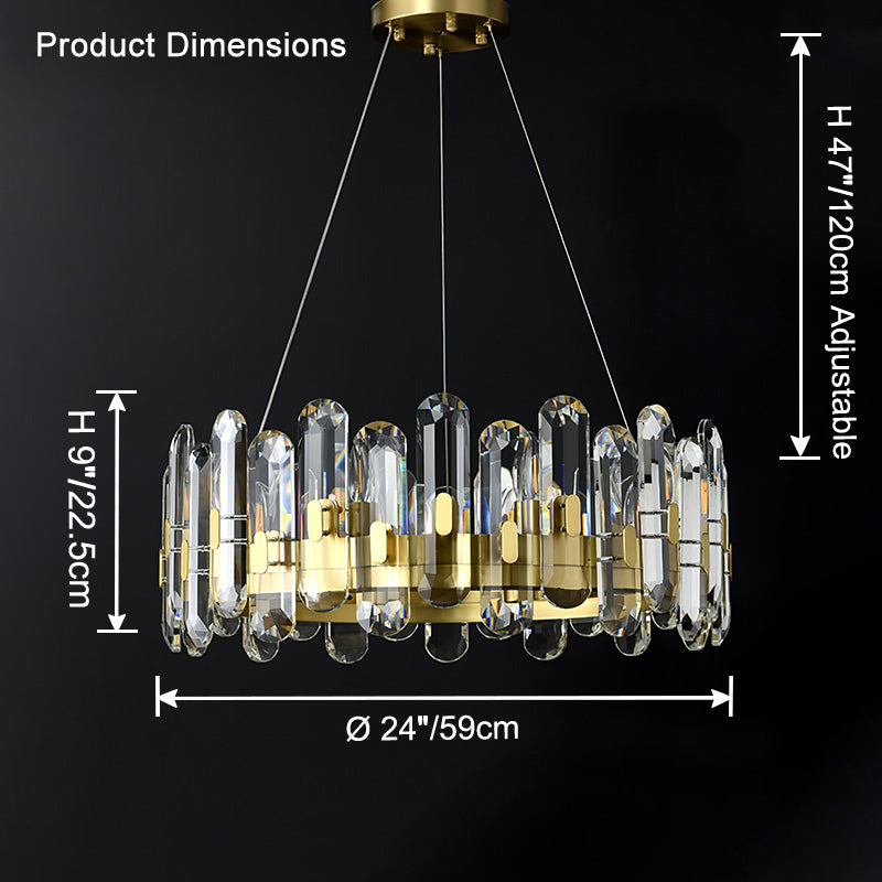 WOMO Gold Crystal Round Chandelier-WM2779