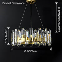 WOMO Gold Crystal Round Chandelier-WM2779