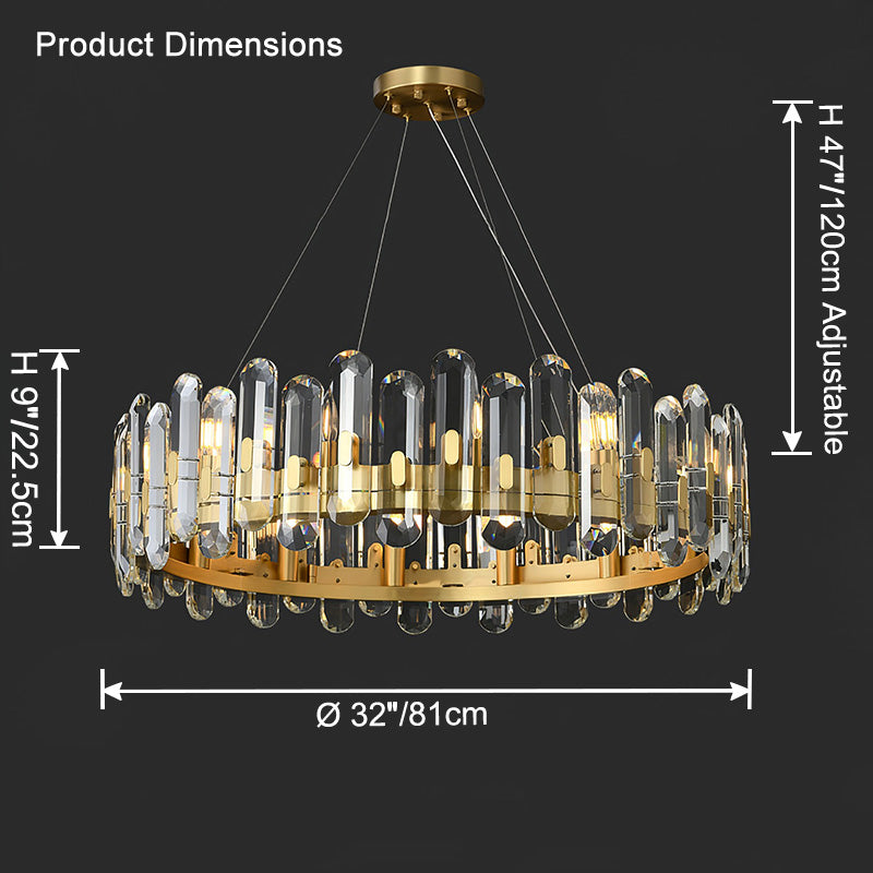WOMO Gold Crystal Round Chandelier-WM2779