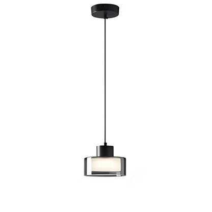 WOMO Black Glass Drum Pendant Light-WM2787