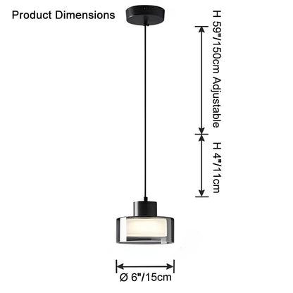 WOMO Black Glass Drum Pendant Light-WM2787