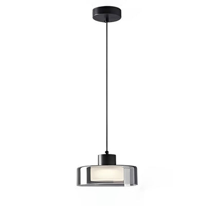 WOMO Black Glass Drum Pendant Light-WM2787