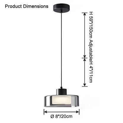 WOMO Black Glass Drum Pendant Light-WM2787