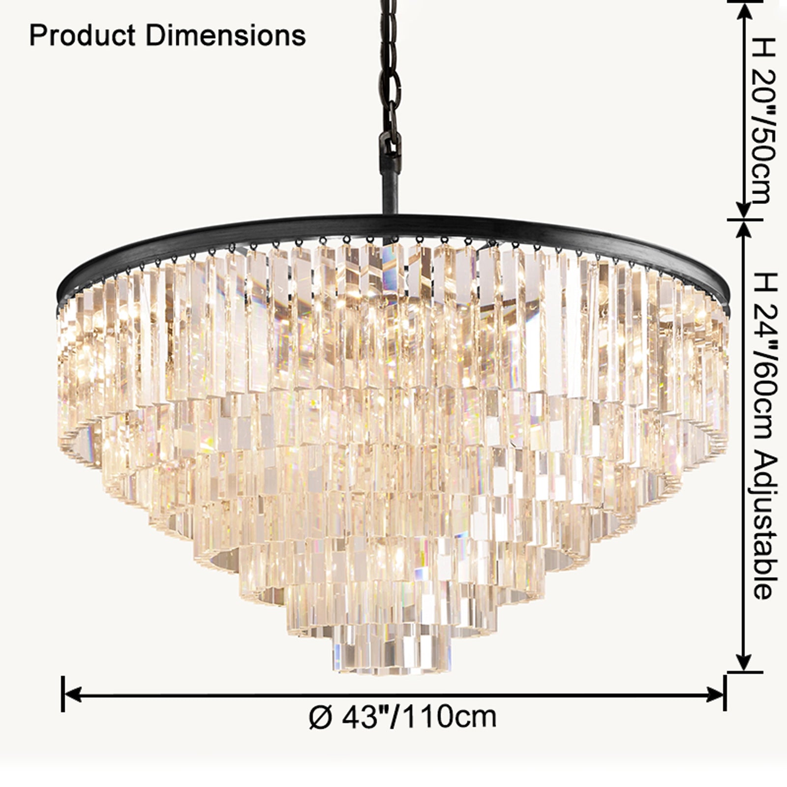 WOMO Tiered Crystal Prism Chandelier-WM2790