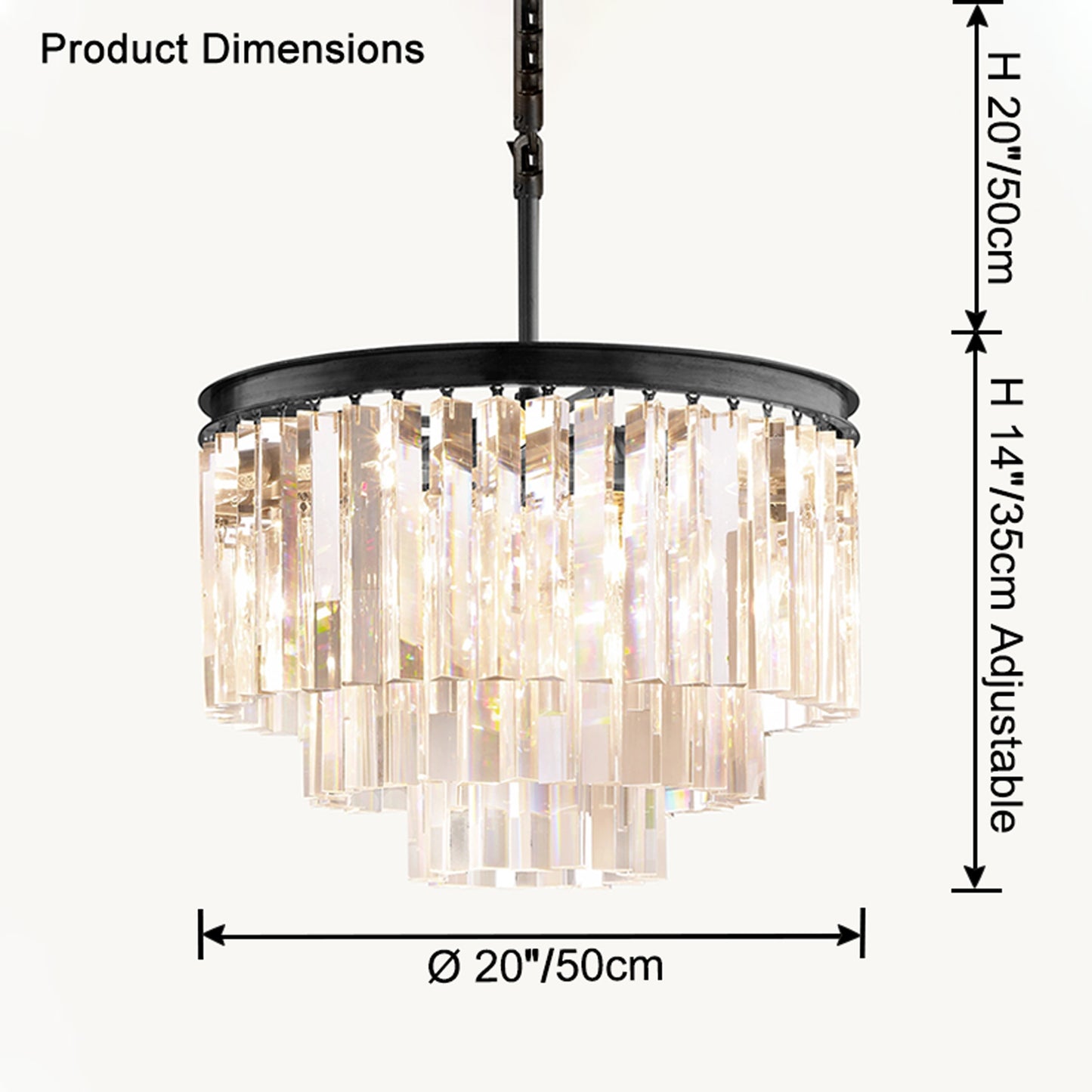 WOMO Tiered Crystal Prism Chandelier-WM2790