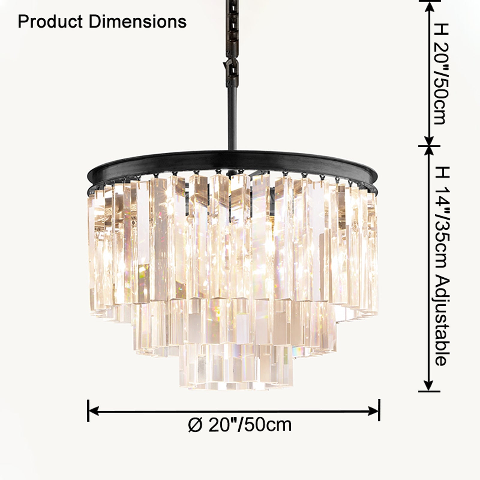 WOMO Tiered Crystal Prism Chandelier-WM2790
