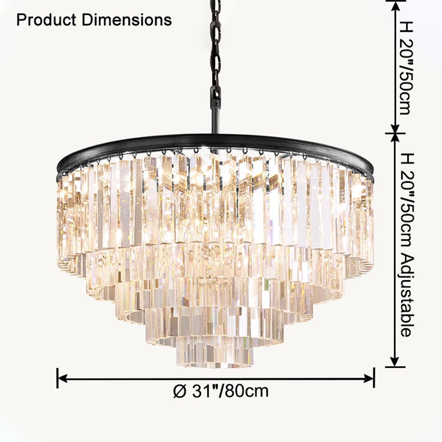 WOMO Tiered Crystal Prism Chandelier-WM2790