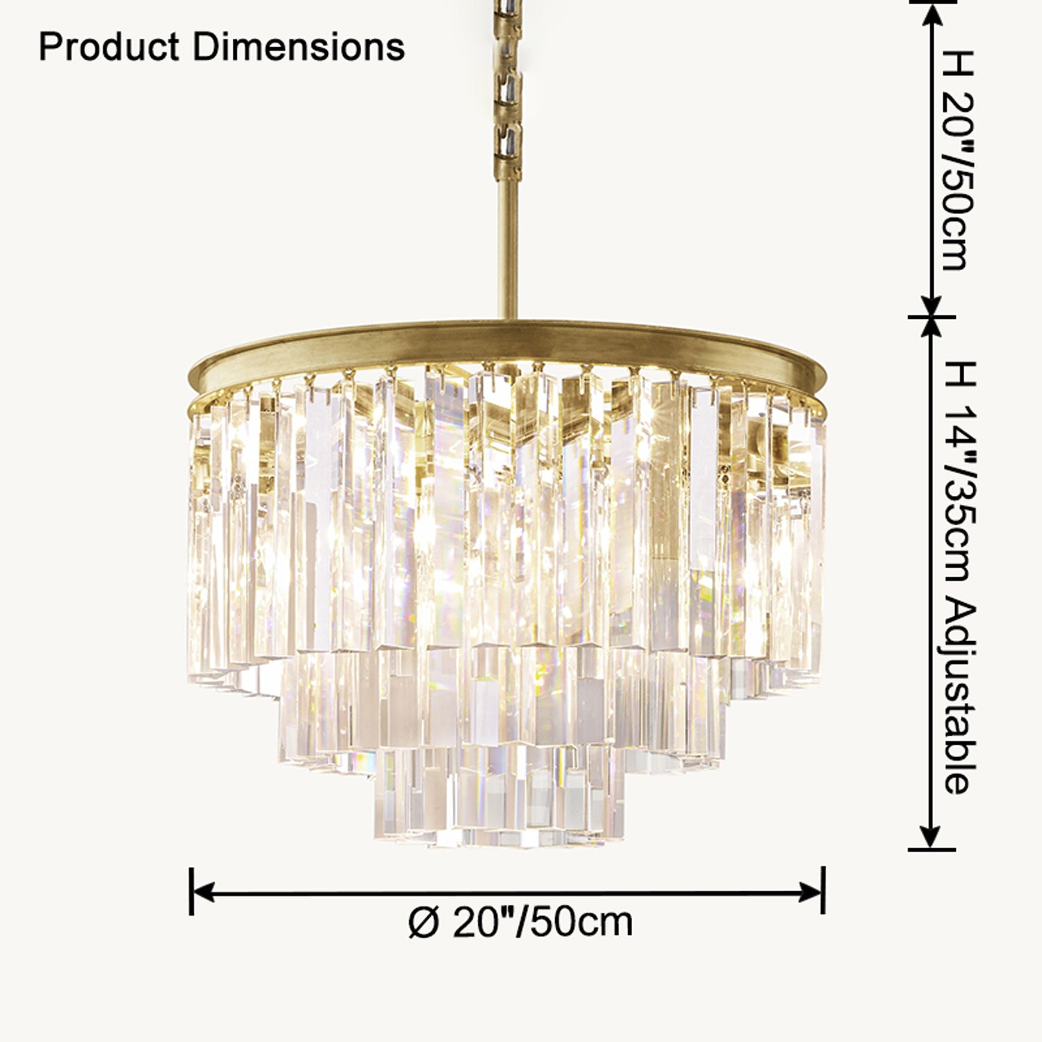 WOMO Tiered Crystal Prism Chandelier-WM2790