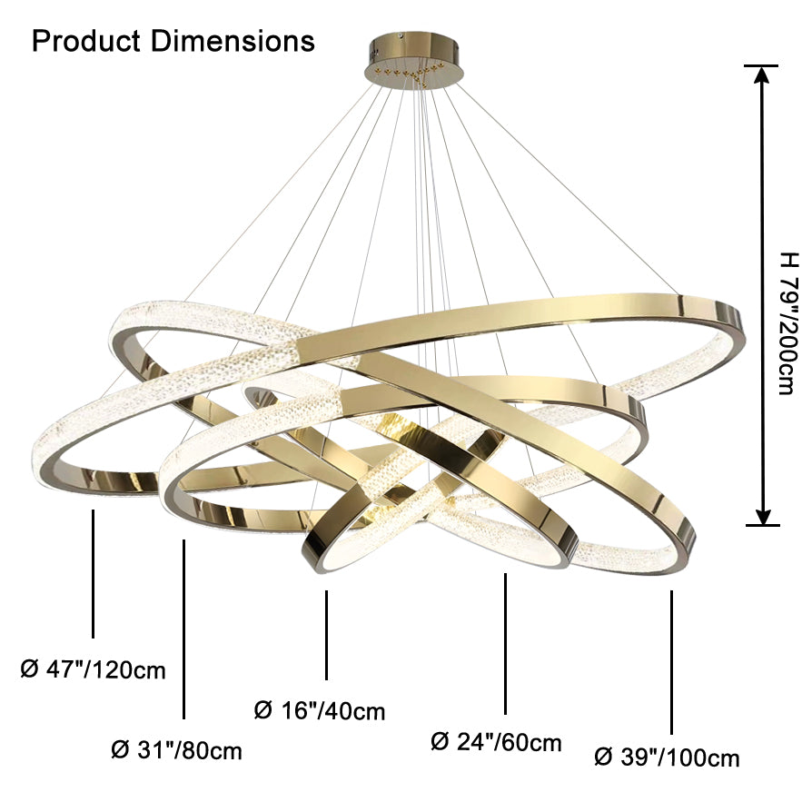 WOMO Gold Tiered Ring led Chandelier-WM2796