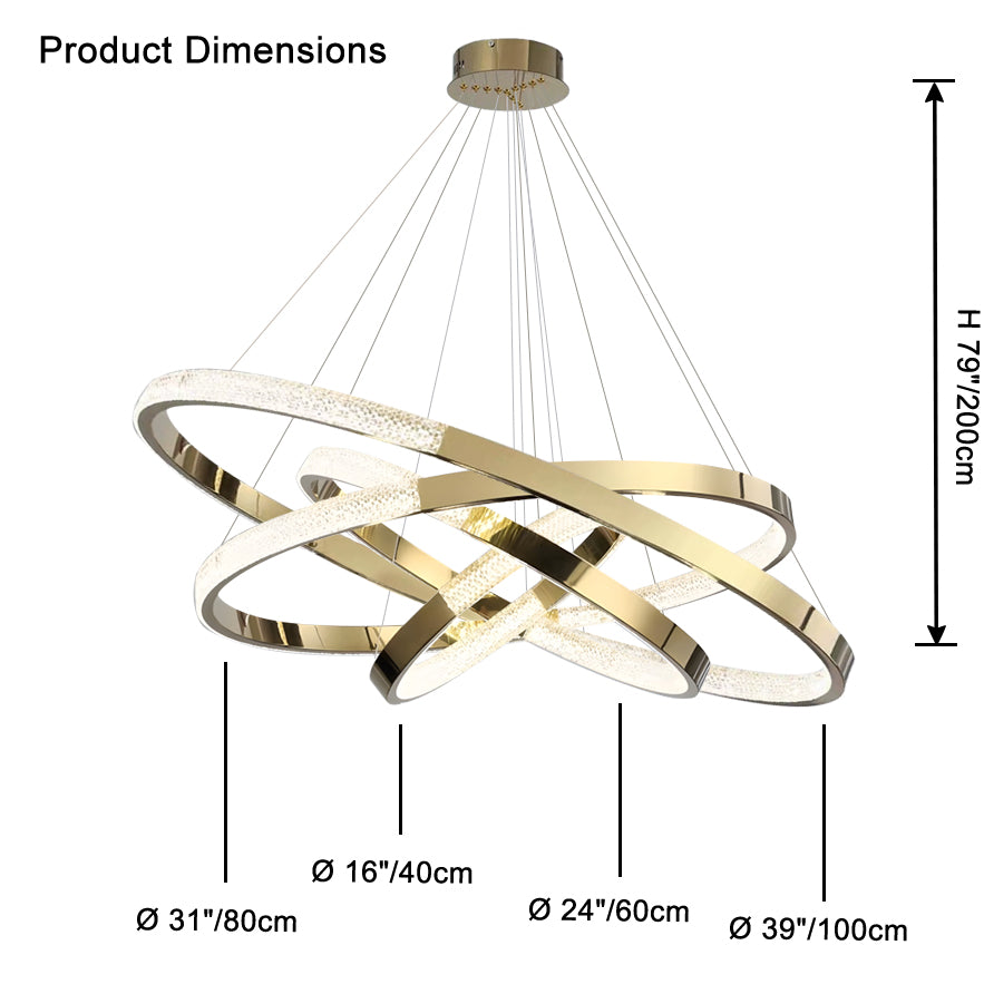 WOMO Gold Tiered Ring led Chandelier-WM2796