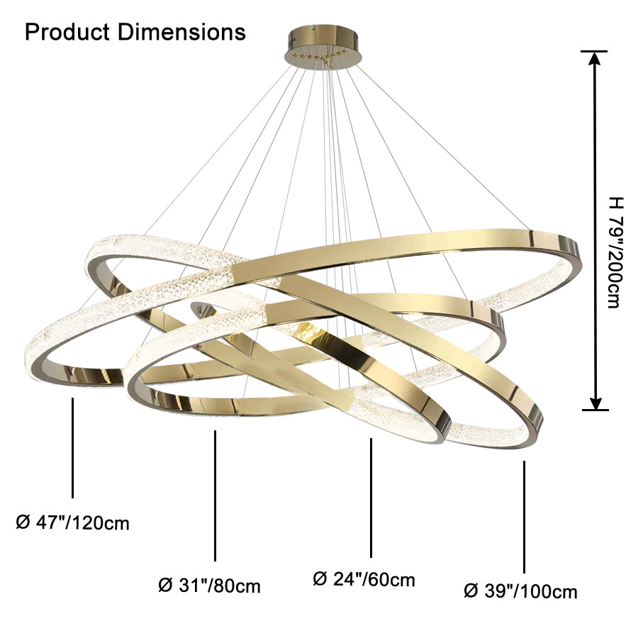 WOMO Gold Tiered Ring led Chandelier-WM2796