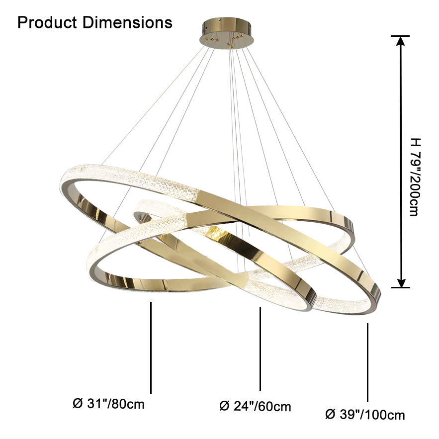 WOMO Gold Tiered Ring led Chandelier-WM2796