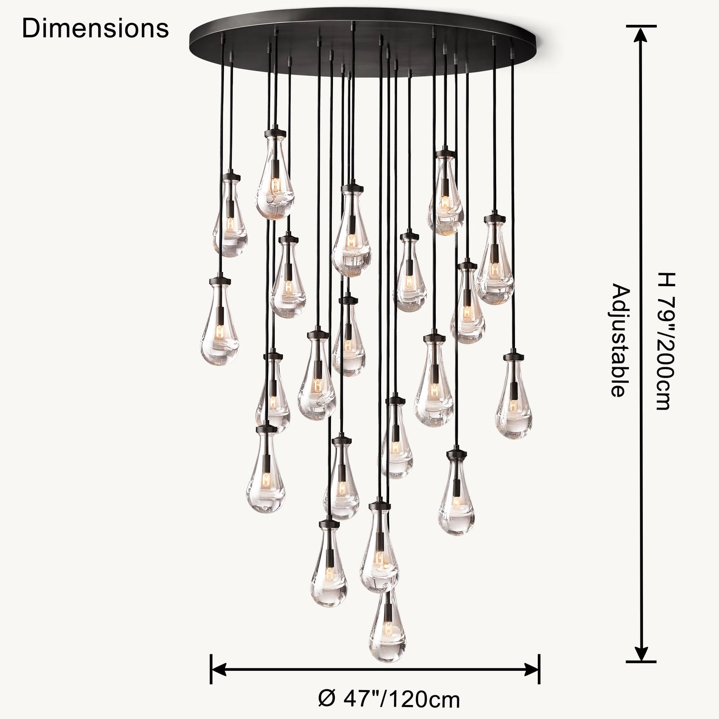 WOMO Raindrop Glass Chandelier-WM2809