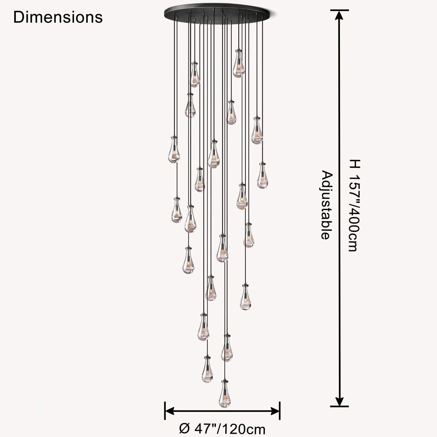 WOMO Raindrop Glass Chandelier-WM2809