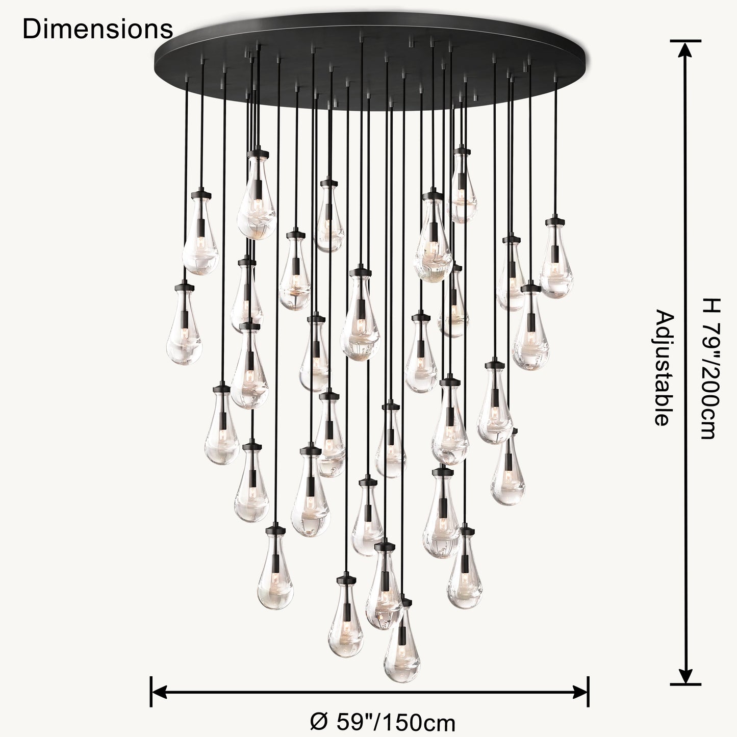 WOMO Raindrop Glass Chandelier-WM2809