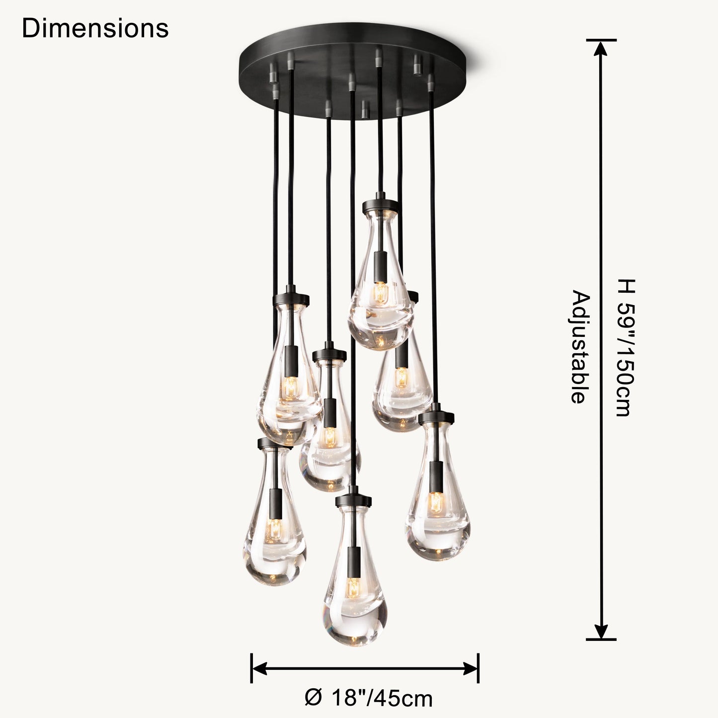 WOMO Raindrop Glass Chandelier-WM2809