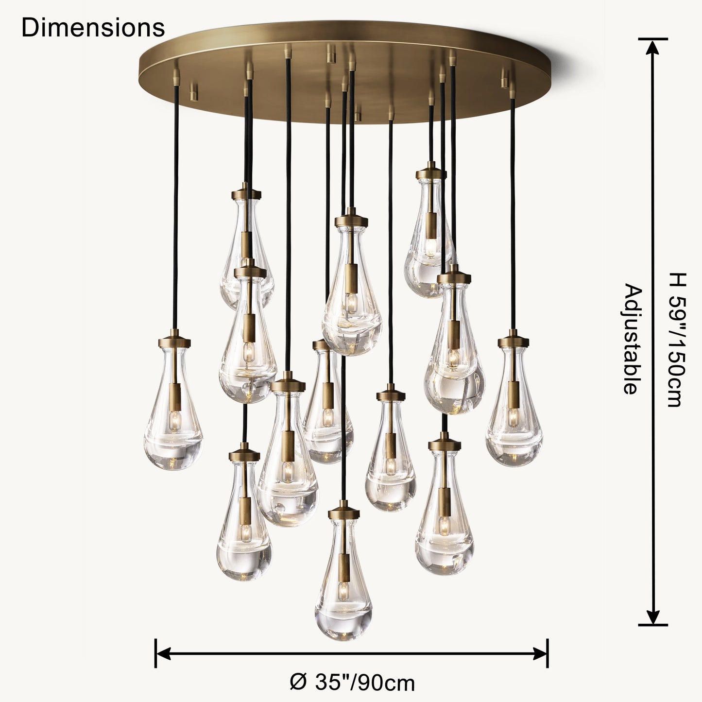 WOMO Raindrop Glass Chandelier-WM2809