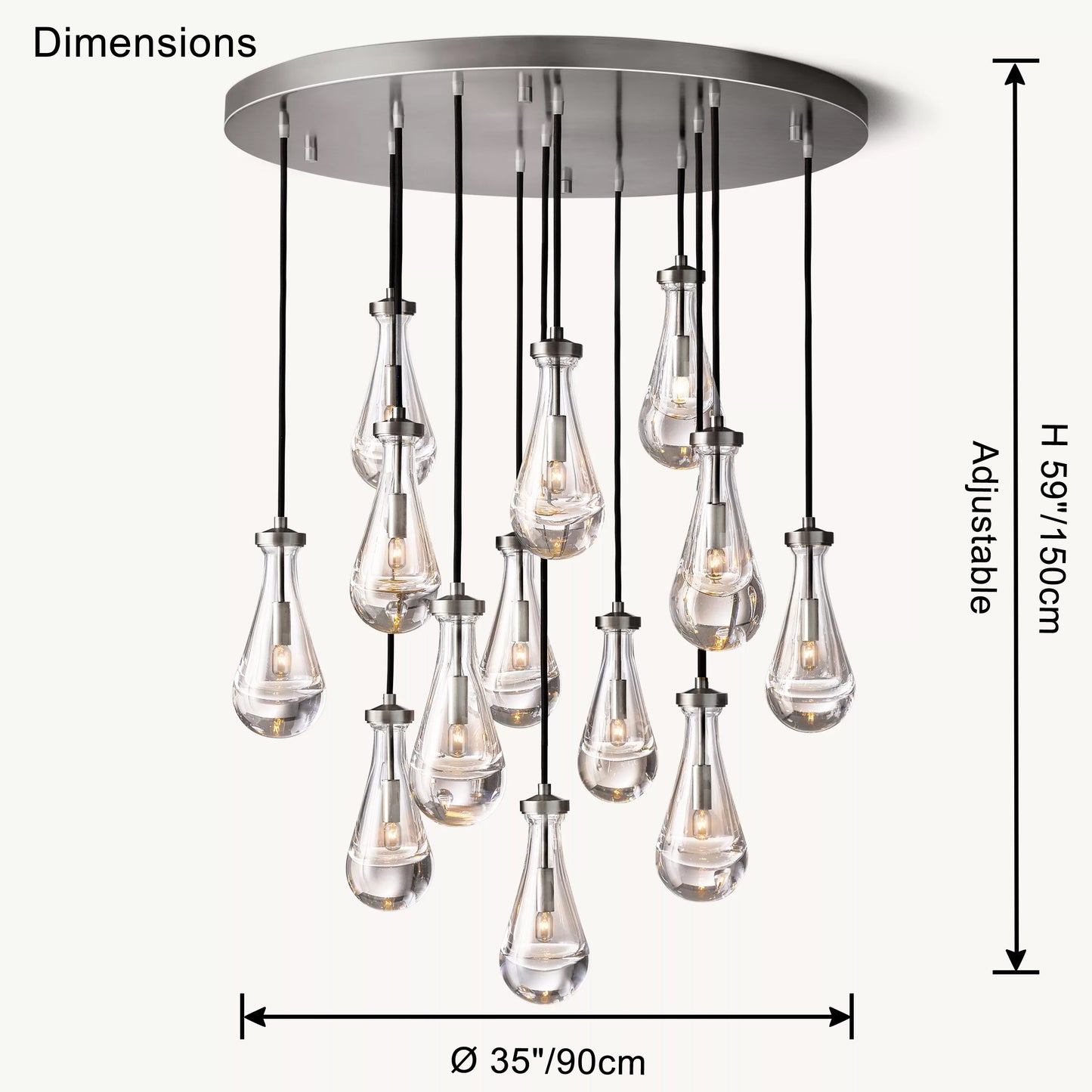 WOMO Raindrop Glass Chandelier-WM2809