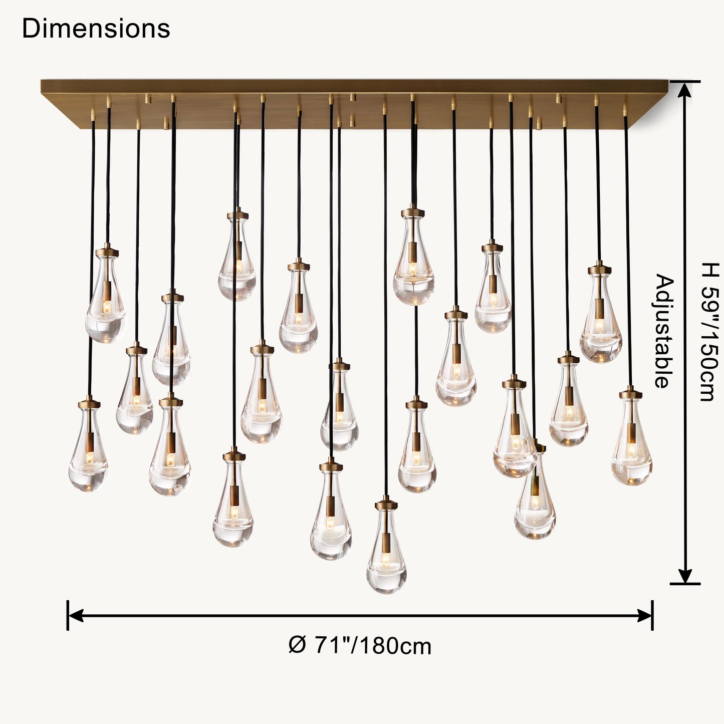 WOMO Raindrop Glass Chandelier-WM2810