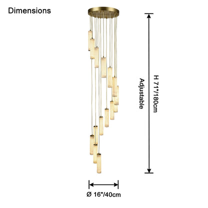 WOMO Cascading Cylinder Alabaster Chandelier-WM2827
