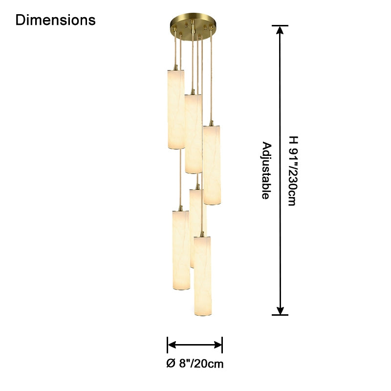 WOMO Cascading Cylinder Alabaster Chandelier-WM2827