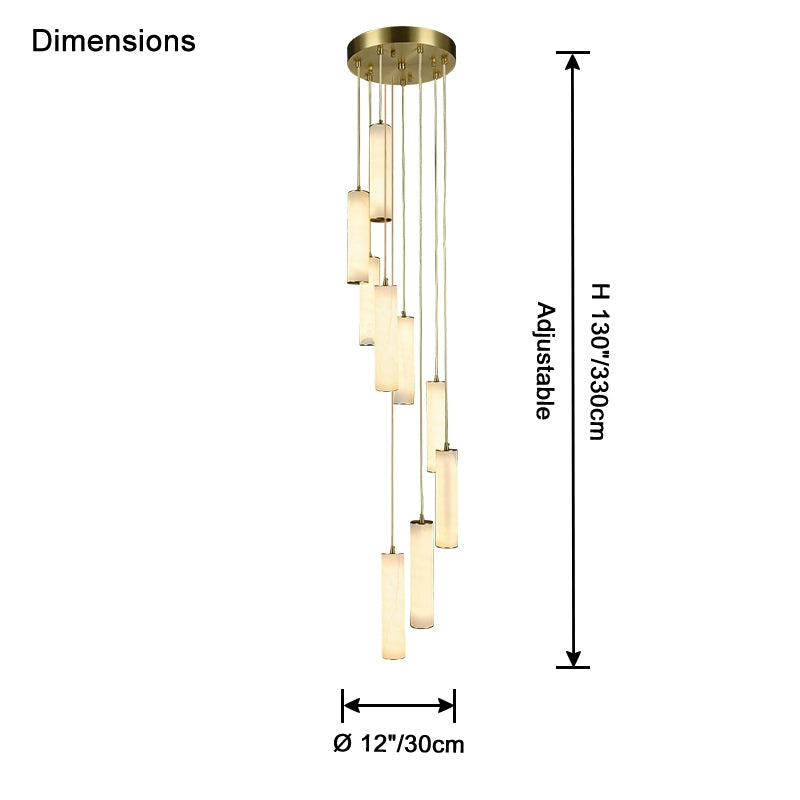 WOMO Cascading Cylinder Alabaster Chandelier-WM2827