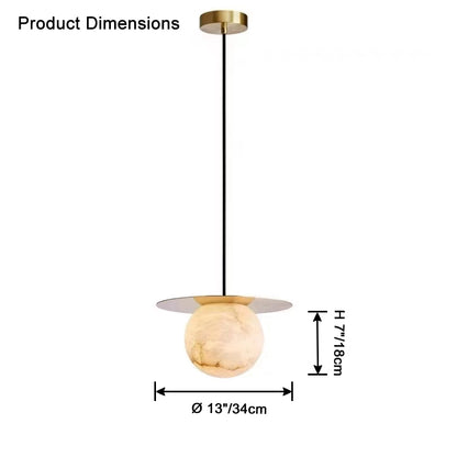 WOMO Disc Globe Alabaster Pendant Light-WM2836