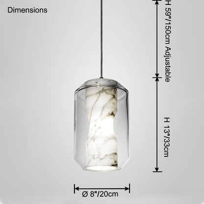 WOMO Alabaster Glass Round Pendant Light-WM2837