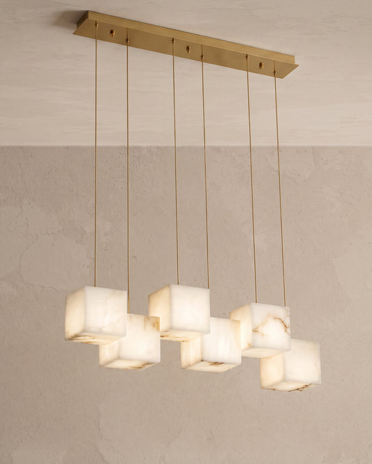 WOMO Cubic Staggered Alabaster Pendant Light-WM2852