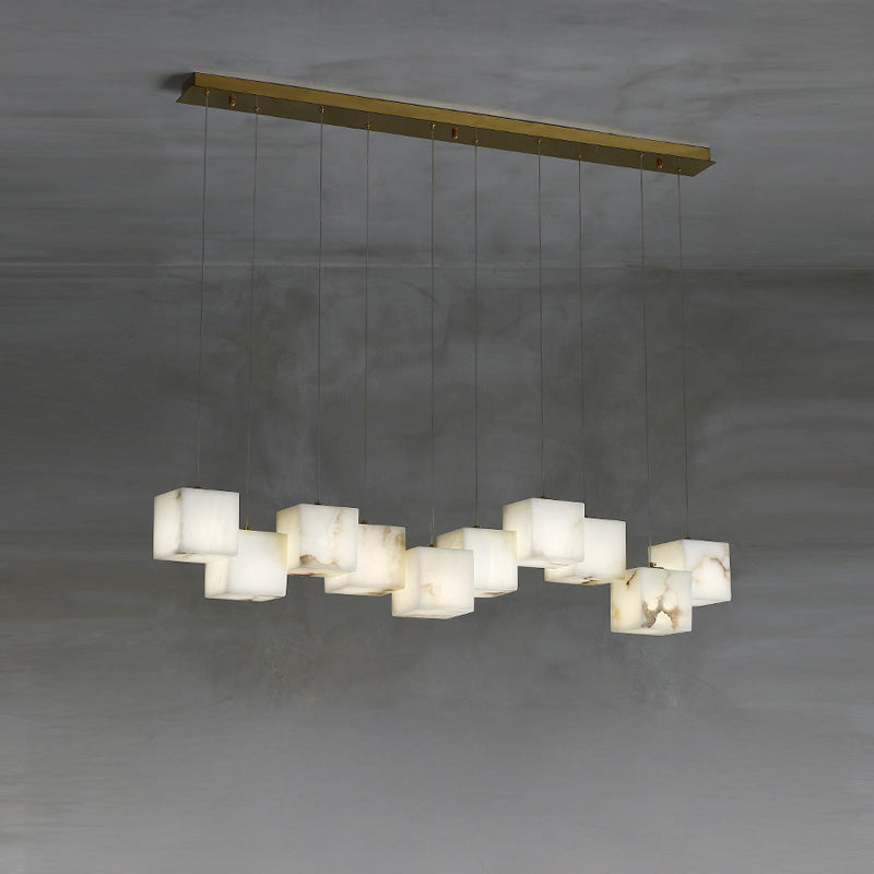 WOMO Cubic Staggered Alabaster Pendant Light-WM2852