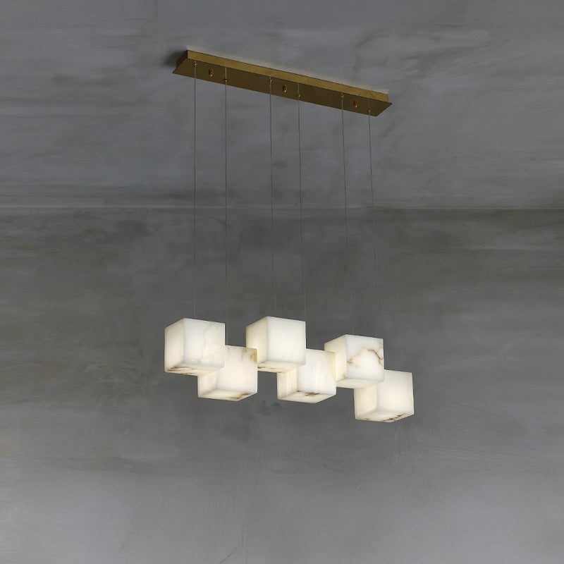 WOMO Cubic Staggered Alabaster Pendant Light-WM2852