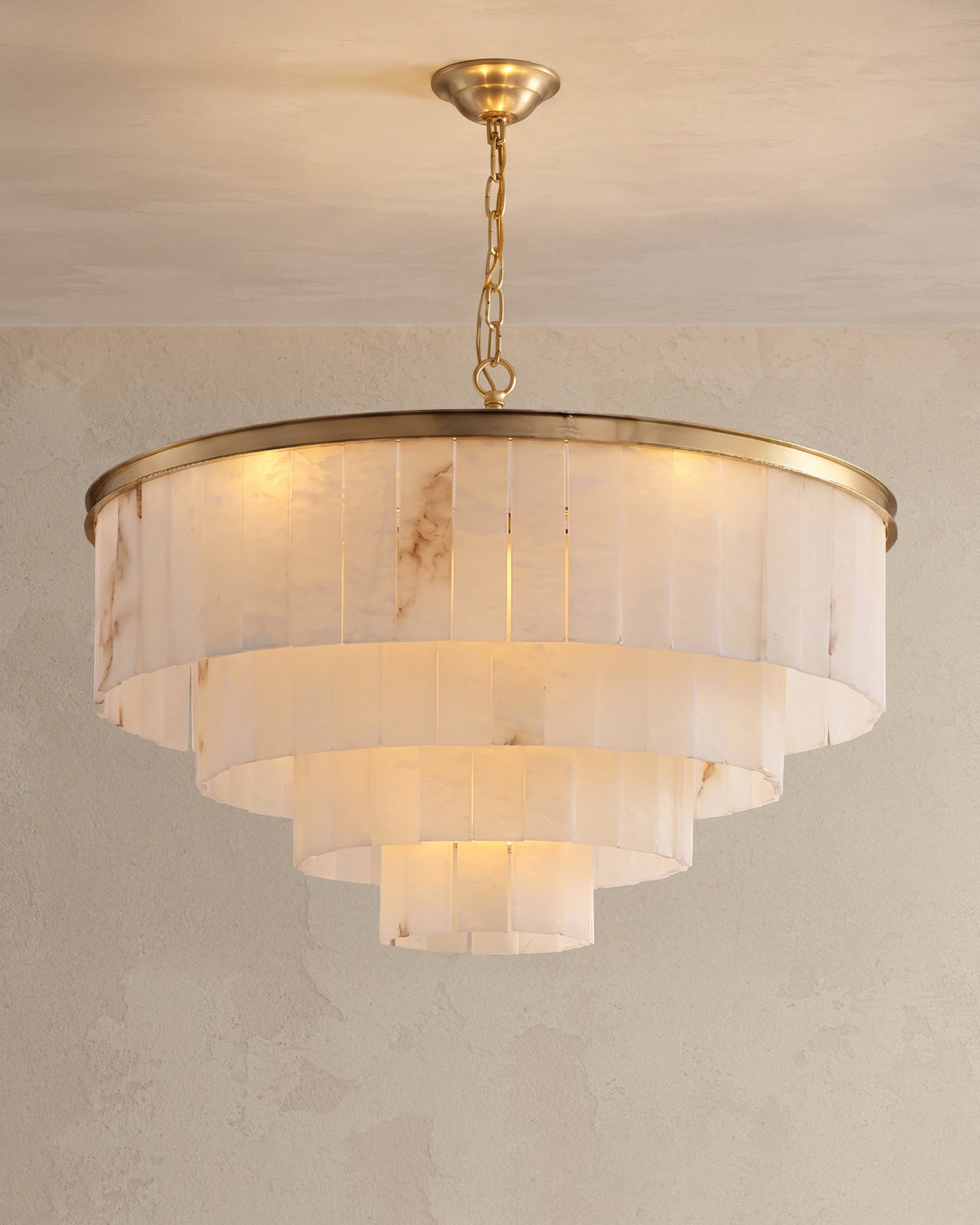 WOMO Tiered Round Alabaster Chandelier-WM2853