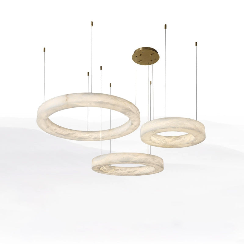 WOMO 3 Rings Alabaster Chandelier-WM2857