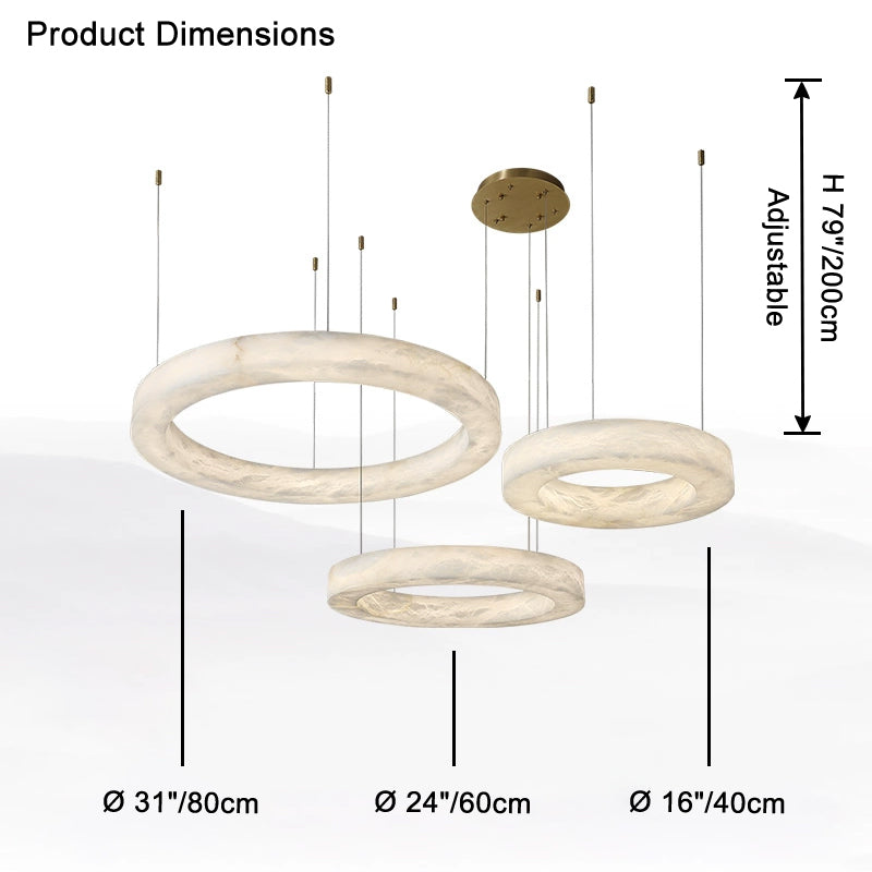 WOMO 3 Rings Alabaster Chandelier-WM2857