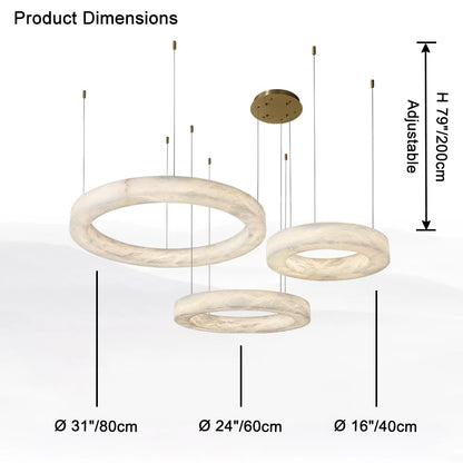 WOMO 3 Rings Alabaster Chandelier-WM2857