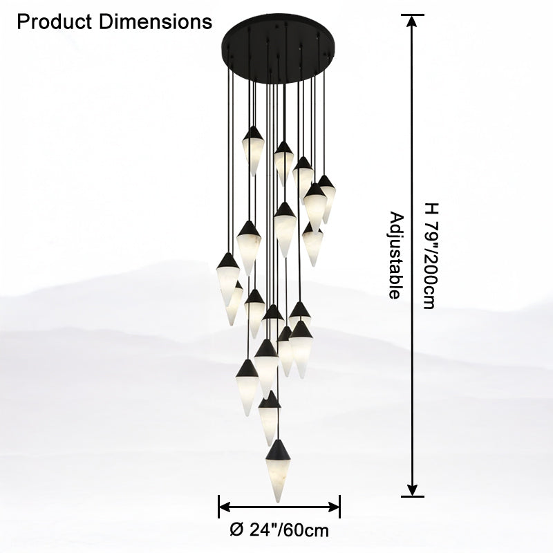 WOMO Cascading Alabaster Staircase Chandelier-WM2862