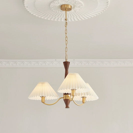 WOMO Pleated Shaded Wood Chandelier-WM2864