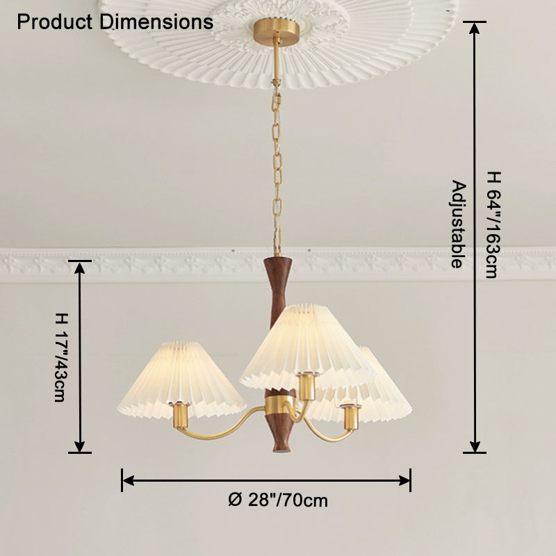 WOMO Pleated Shaded Wood Chandelier-WM2864