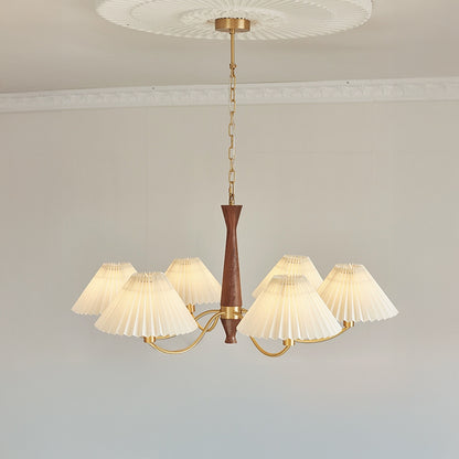 WOMO Pleated Shaded Wood Chandelier-WM2864