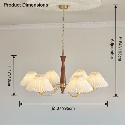 WOMO Pleated Shaded Wood Chandelier-WM2864