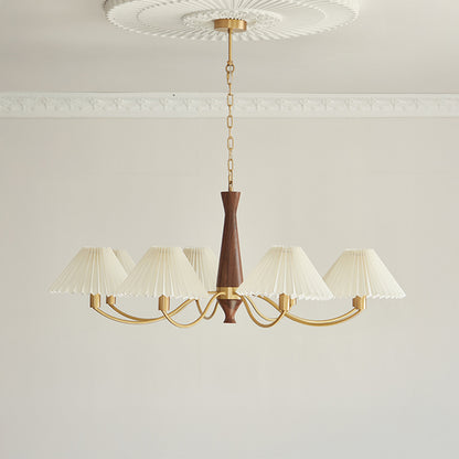 WOMO Pleated Shaded Wood Chandelier-WM2864