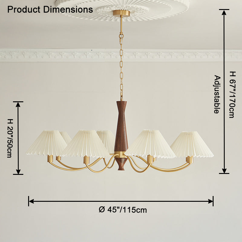 WOMO Pleated Shaded Wood Chandelier-WM2864