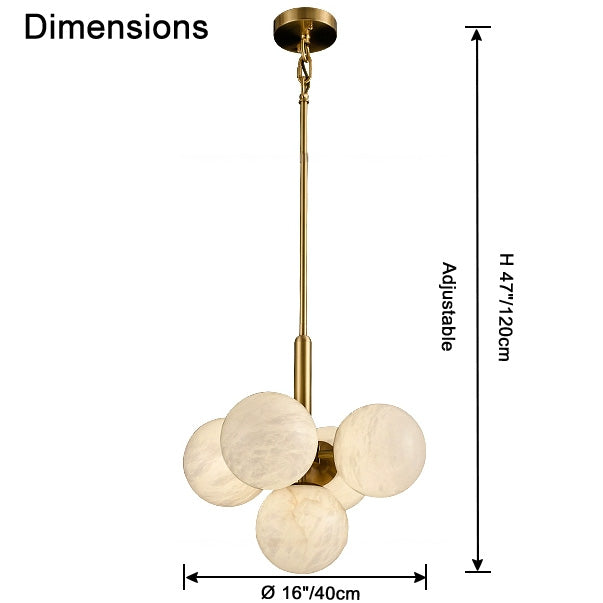 WOMO Tiered Alabaster Globe Chandelier-WM2867