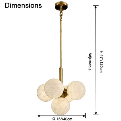 WOMO Tiered Alabaster Globe Chandelier-WM2867