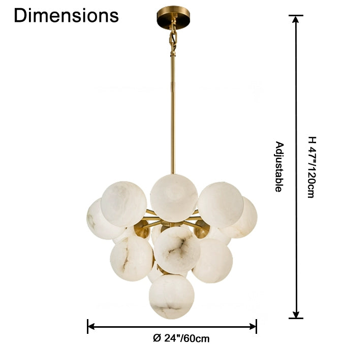 WOMO Tiered Alabaster Globe Chandelier-WM2867